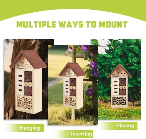 Lulu Home Wooden Insect House with Stake, 19.7 X 3.4 X 5.4 Inch