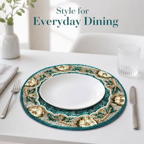 Beaded Round Placemats 13 Inch, Decorative Charger Placemats