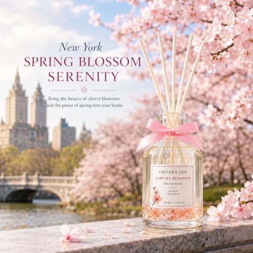 Cherry Blossom Reed Diffuser, Hotel Scent, 3.34 fl oz