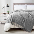 BOURINA Light Grey Throw Blanket 50 x70 Inch Jacquard Throw Knitted Blanket