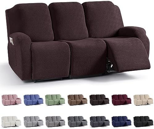 KinCam Recliner Sofa Covers, Stretch Reclining Cover, Dark Coffee