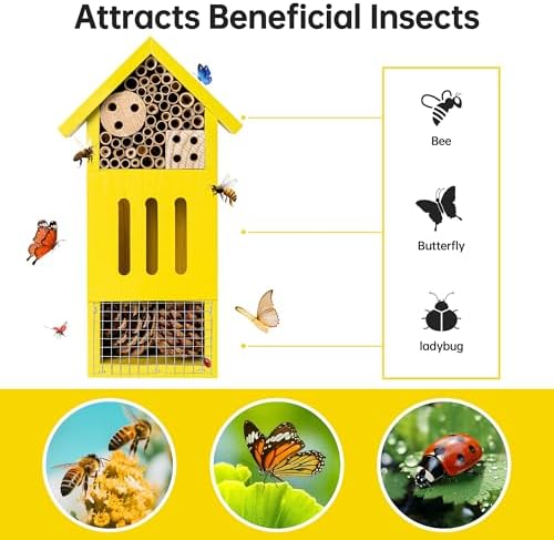 UUMENHA Bee House Bug Hotel & Butterfly House, Wooden Ladybug House