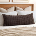 MIULEE Lumbar Corduroy Throw Pillow Cover for Bed 14x36 Dark Brown