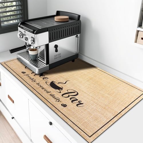 CooRug Fashion Coffee Mat, Dish Drying Mat 17" x 32" Beige