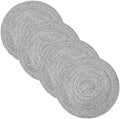 Round Placemats Set of 4-100% Cotton Two-Tone Placemat for Dining Table - Woven Braided Table Setting Place Mat - Washable Table Decor for Kitchen, Farmhouse, Rustic, Everyday Use, Black
