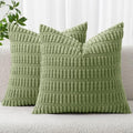MIULEE Corduroy Decorative Throw Pillow Covers 18x18 Sage Green Pack of 2