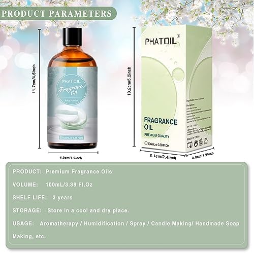 PHATOIL Baby Powder Fragrance Oil for Diffuser Aromatherapy 3.38FL.OZ