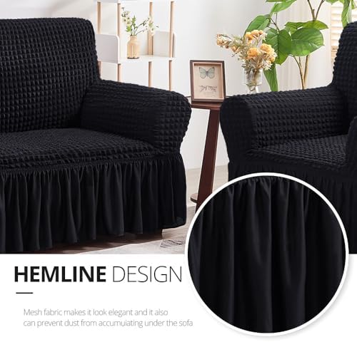 NICEEC Sofa Covers Black Couch Cover Stretch Sofa Slipcovers with Skirt