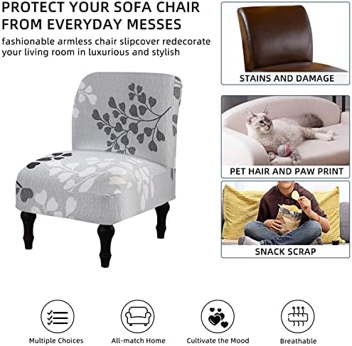 Eco-Ancheng Armless Chair Slipcover Removable Armless Accent Chairs Covers Washable Armless Slipper Chair Slipcover Printed Armless Chair Furniture Protector Covers for Living Dining Room Hotel