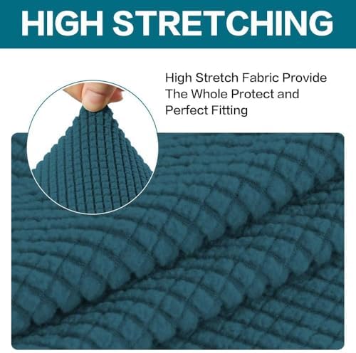 Turquoize 2 Piece Chair Covers Chair Slipcovers for Living Room Small Armchair Chair Cover with Arms Washable Furniture Cover for Chairs Feature Thick Jacquard Fabric (Small Armchair, Deep Teal)