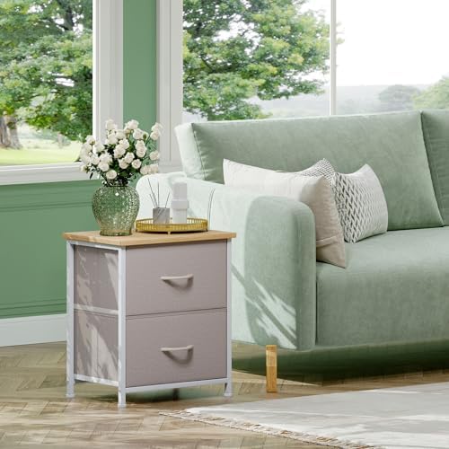 Somdot Nightstand Set of 2 with 2 Drawers, Small Night Stands for Bedroom