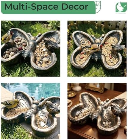 Resin Ground Bird Feeder, Butterfly Bird Feeder Tray
