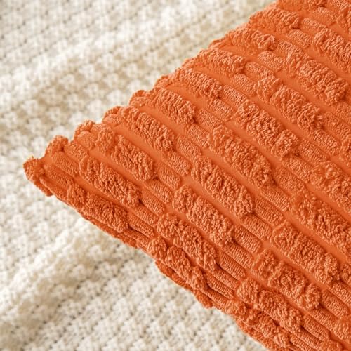 MIULEE Fall Corduroy Decorative Throw Pillow Covers 18x18 Orange Pack of 2
