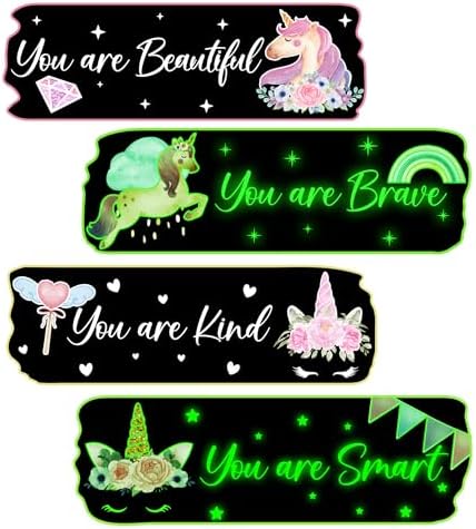 Glow in The Dark Stars Unicorn Wall Decals, Glowing Motivational Wall Art Inspirational Sticker, Peel and Stick Ceiling Decal for Girl's Room
