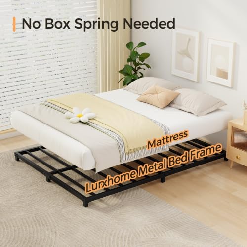 Full Size 4 Inch Metal Bed Frames Low Profile Heavy Duty Platform Bed