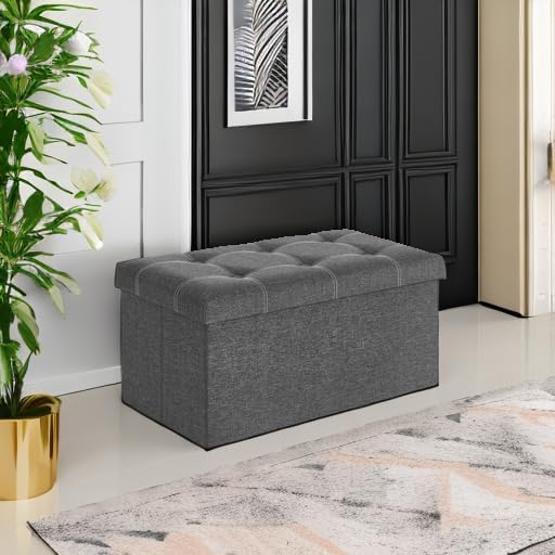 SONGMICS Ottoman Storage Bench, 21 Gal. Folding Chest, Holds 660 lb