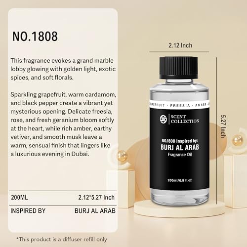 Luxury Scent Diffuser Oil 200ml – Hotel Style Fragrance Oil for Home, Large Room – Long Lasting Aroma Oil for Ultrasonic & Waterless Diffusers