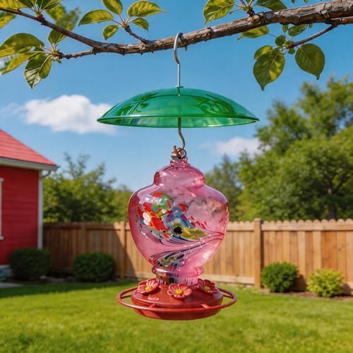 8" Mini Plastic Rain Cover for Bird Feeder, Green Weather Guard Baffle Dome