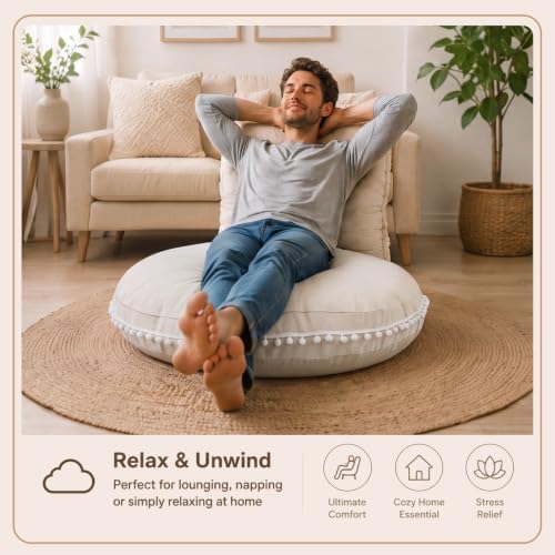 Jerify 40x40x5'' Large Reading Nook Floor Cushion, Oversized Cotton Pillow