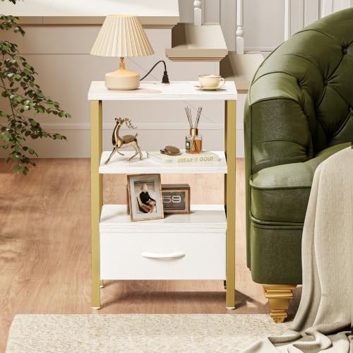 SUPERJARE Nightstand with Charging Station, USB-C Port, Bedside Table