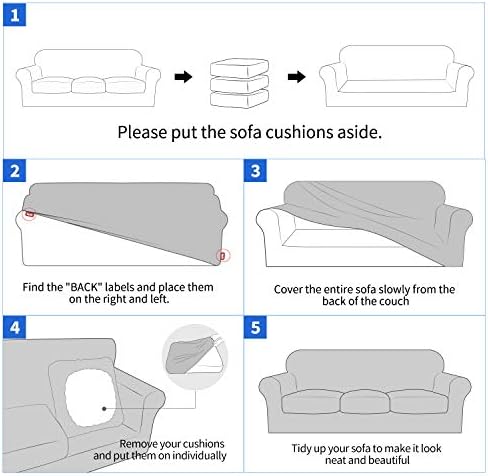 MAXIJIN 4 Piece Couch Covers for 3 Cushion Couch Sofa Covers, Stretch Couch Slipcovers for Sofas with 3 Cushions, Thick 3 Seat Furniture Protector for Pet Dogs (71"-91", Brown New)