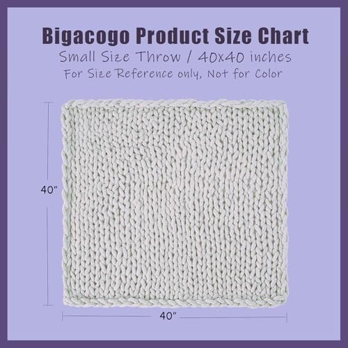 Bigacogo Chunky Knit Throw Blanket for Couch, 40x40 inches, Terracotta