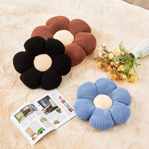 Kcvvcr Flower Throw Pillow, Soft Blue 14.9" Shaped Floor Pillow for Home Decor, Cute Aesthetic Plush Decorative Pillows for Bed, Sofa, Couch