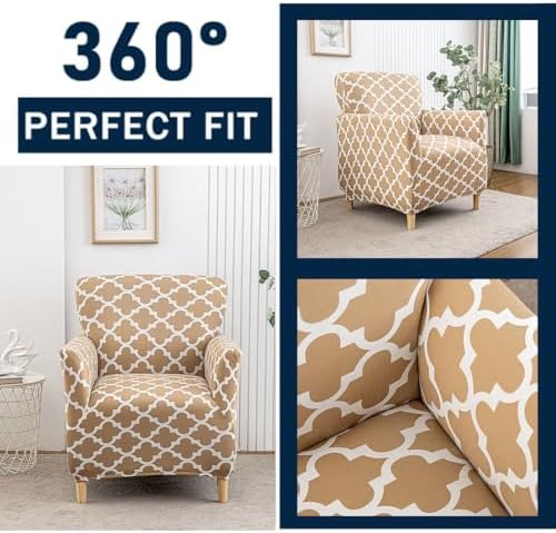 Accent Chair Covers with Arms Stretch Mid Century Modern Accent Chair Slipcovers 1-Piece Printed Banquet Arm Chair Cover Couch Sofa Covers Protector for Living Room Office Hotel #8