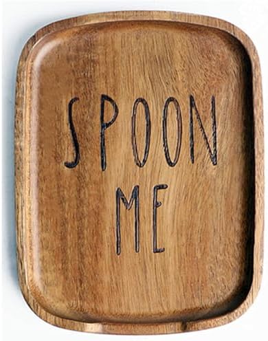5.9 Inches Acacia Wood Spoon Rest For Stove Top - Smooth Rectangular Wooden Spoon Holder For Kitchen Counter with Non Slip Silicone Feet, Perfect Holder for Spoons, Brown, Labeled "SPOON"