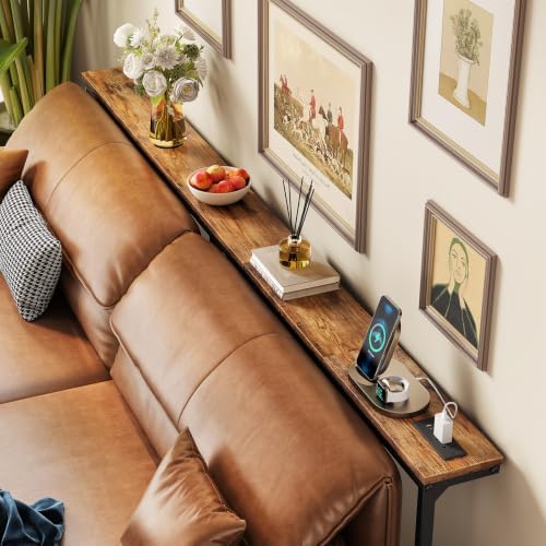 Kitstorack 76.9" Narrow Console Table with Power Outlet for Living Room