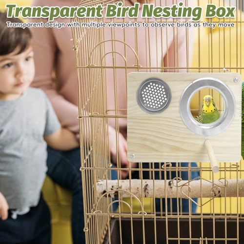 PINVNBY Parakeet Nesting Box Budgie Breeding Box Bird Nest for Cage