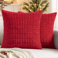 MIULEE Christmas Corduroy Decorative Pillow Covers 12x12 Red Pack of 2