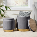 Royal Windsor Round Ottoman with Storage Set of 2, Storage Vanity Stool