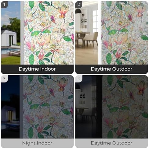 ADD.HERES Rainbow Window Privacy Film, Stained Glass Cling, 35.4" x 78.7"