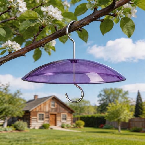 8" Mini Plastic Rain Cover for Bird Feeder, 2-Pack Purple Weather Guard