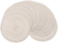 SHACOS 15 inch Round Braided Placemats Set of 12 for Dining Table Woven Boho Place Mats Kitchen Placemat Washable Table Mats, Ivory Bordered