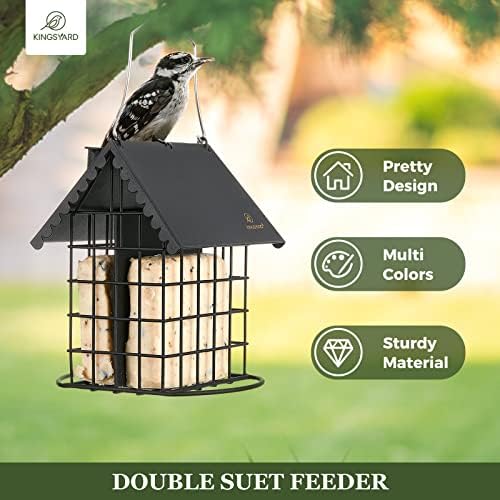 Kingsyard All Metal Double Suet Bird Feeder with Perch