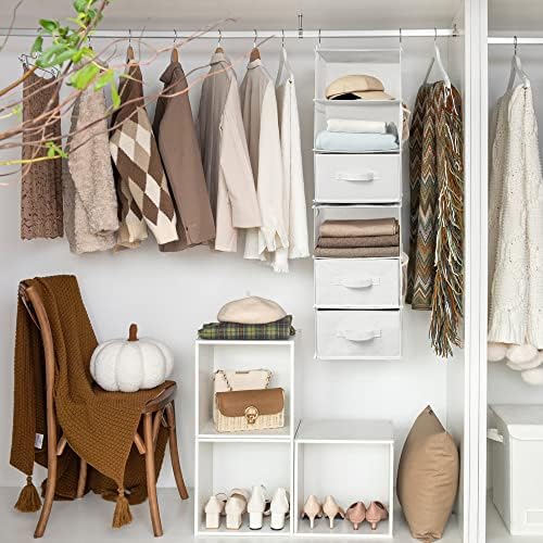 GRANNY SAYS Hanging Closet Organizer with 3 Drawers & 6 Shelves, White