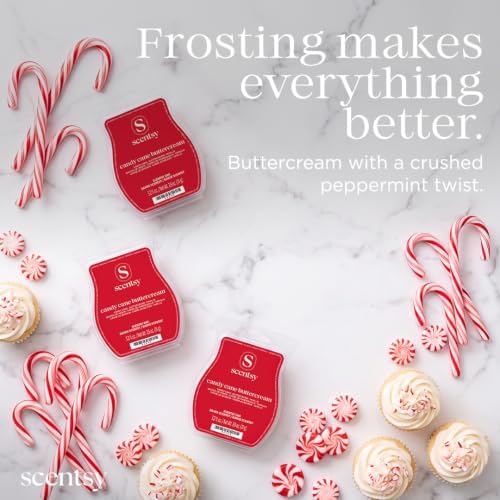 Scentsy Wax Melts, Candy Cane Buttercream 3 Bar Set, Paraffin Wax, 7.8 oz