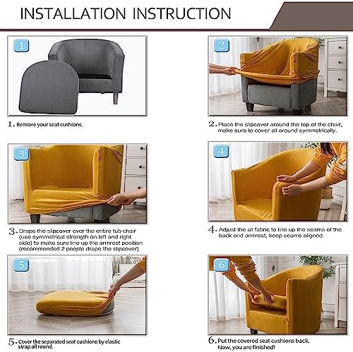 MIFXIN 2 Piece Stretch Jacquard Tub Chair Cover with Cushion Cover Soft Removable Club Chair Slipcovers Armchair Sofa Couch Furniture Protector for Living Room Counter Bar Cafe (Beige)