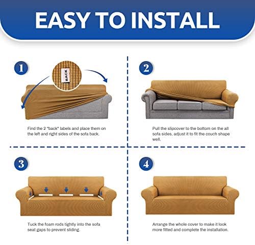 KEKUOU Stretch Oversized Couch Covers for Sofa Slipcover,Golden