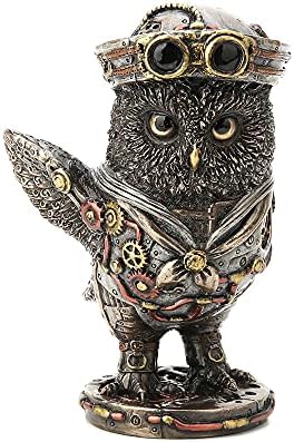 Veronese Design 4 3/8" Steampunk Dixie Cup Submariner Owl Cold Cast Bronzed Resin Sculpture Animal Figurine
