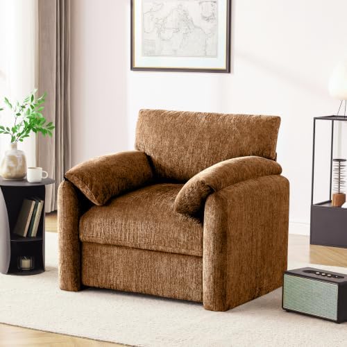 Howjoe Accent Chair for Living Room, Oversized Armchair, Rustic Broning