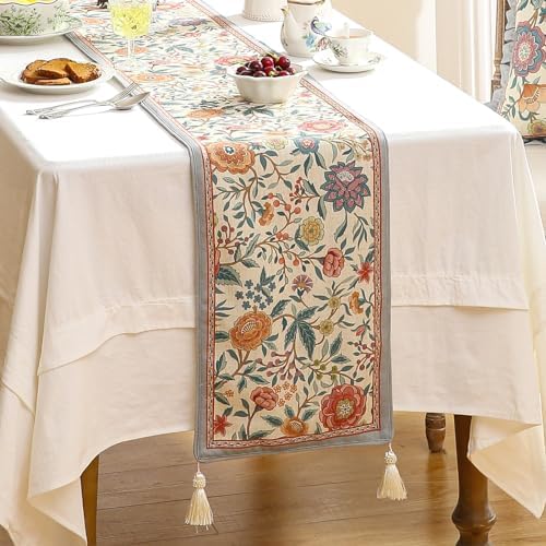 bilin gaier Designer French Vintage Printed Table Runner,71"x12"