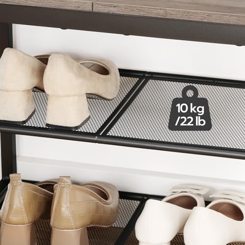 HOOBRO Shoe Bench, 3-Tier Shoe Rack,Industrial Shoe Organizer Storage Bench