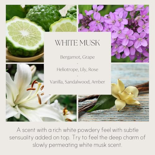 396 st. Reed Diffuser Oil Refill, WhiteMusk, 16.9oz, 10 Fiber Reed Sticks/Home Fragrance, Scented Oil Refills, Oils for Reed Diffuser, Home Décor