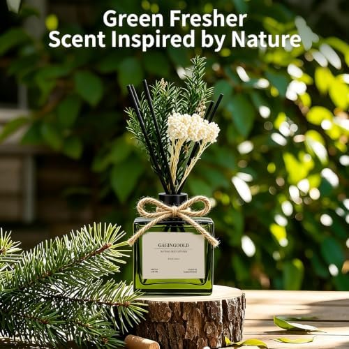 Reed Diffuser, 6.1 oz Fresh Linen Scent Diffuser with Sticks & Dried Flowers, 120 Days Long Lasting diffusers for Home, Elegant Fragrance for Bathroom Bedroom Office Decor Air Fresh