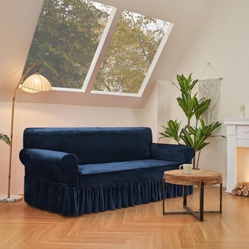 Navy Blue Couch Covers for Sofa Cover Universal Slipcovers with Skirt