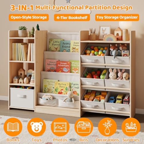 GITAWUSA Toy Organizer and Storage, Kids Bookshelf with 7 Bins, 51.4" W