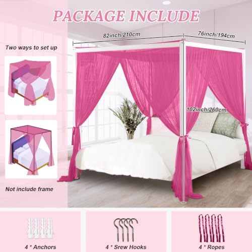 South to East Canopy Bed Curtains for King/Queen Size Bed, Red